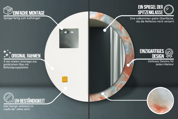 Miroir rond imprimé Marbles onyx