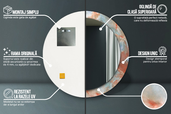 Miroir rond imprimé Marbles onyx