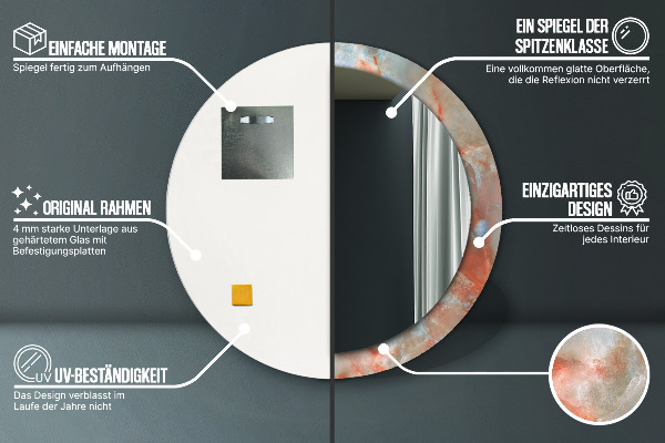 Miroir rond imprimé Marbles onyx