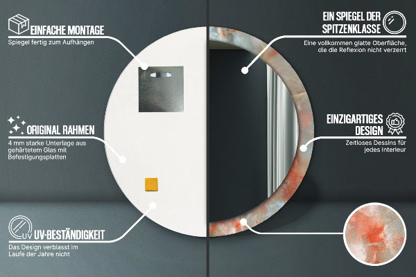 Miroir rond imprimé Marbles onyx