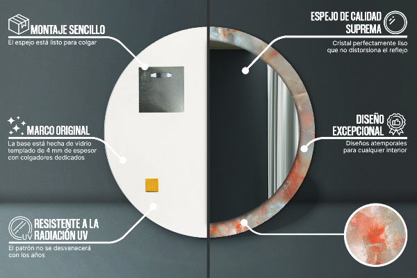Miroir rond imprimé Marbles onyx
