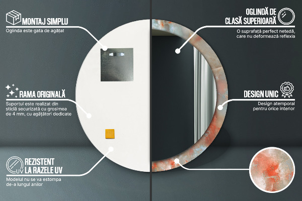 Miroir rond imprimé Marbles onyx