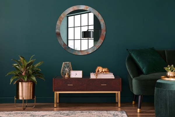 Miroir rond imprimé Marbles onyx