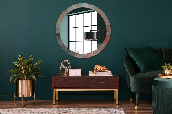 Miroir rond imprimé Marbles onyx