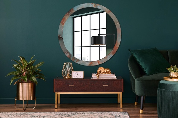 Miroir rond imprimé Marbles onyx