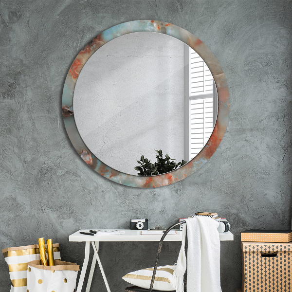 Miroir rond imprimé Marbles onyx