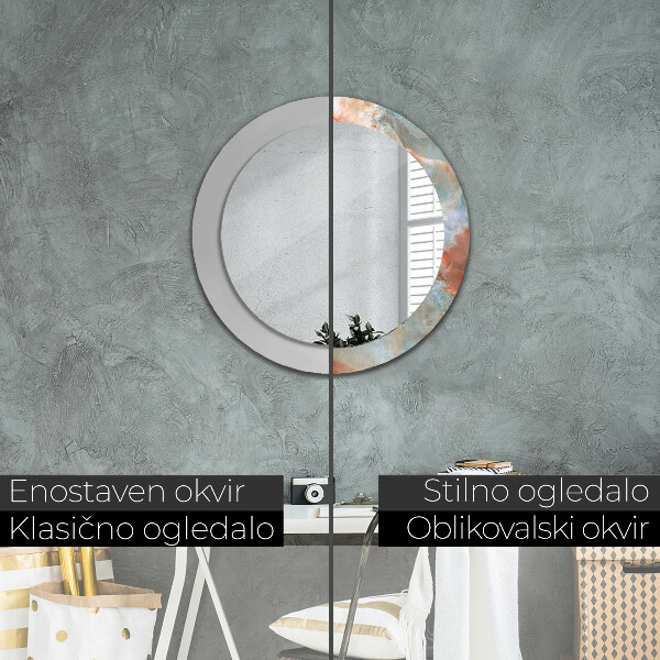 Miroir rond imprimé Marbles onyx