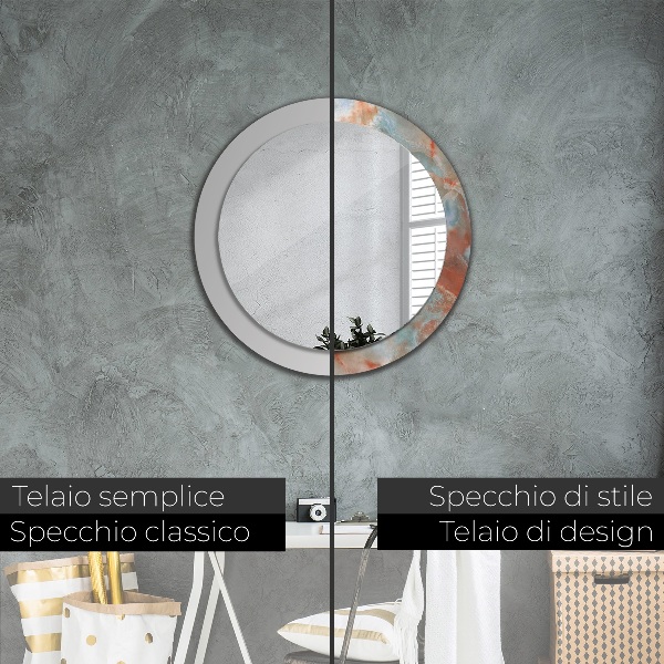 Miroir rond imprimé Marbles onyx