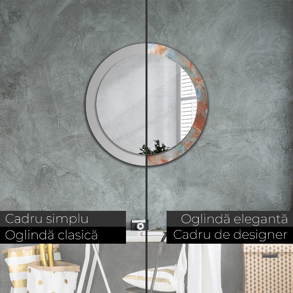 Miroir rond imprimé Marbles onyx