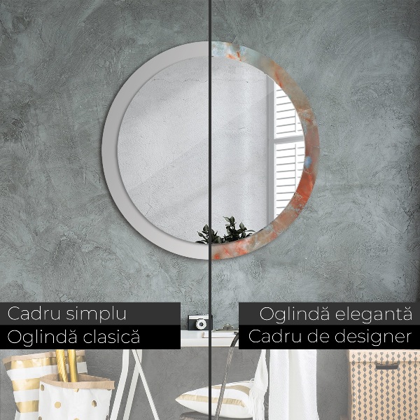 Miroir rond imprimé Marbles onyx