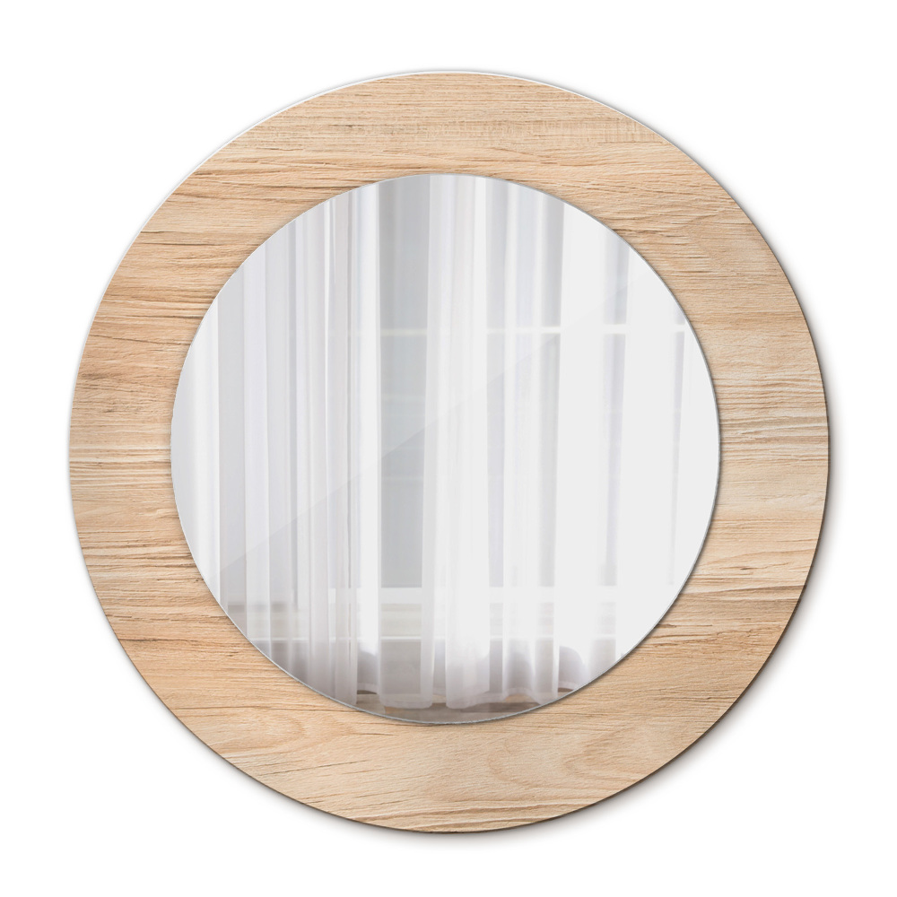Miroir rond imprimé Texture du bois