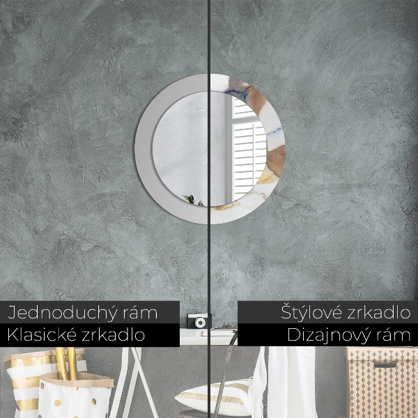 Miroir rond imprimé Marbre blanc