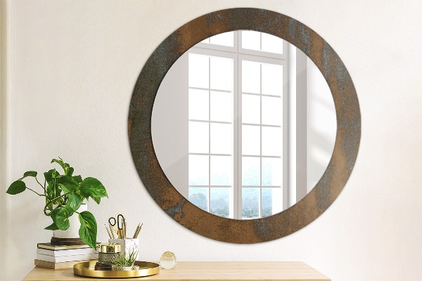 Miroir rond imprimé Rustique métallique