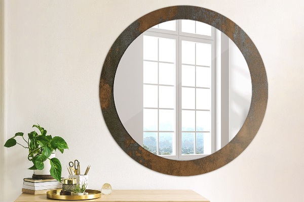 Miroir rond imprimé Rustique métallique