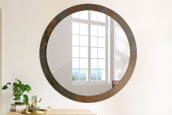Miroir rond imprimé Rustique métallique