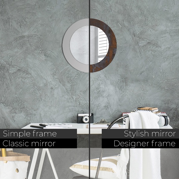 Miroir rond imprimé Rustique métallique