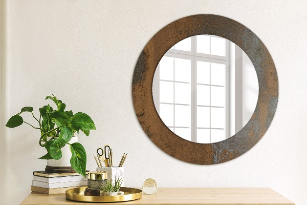 Miroir rond imprimé Rustique métallique