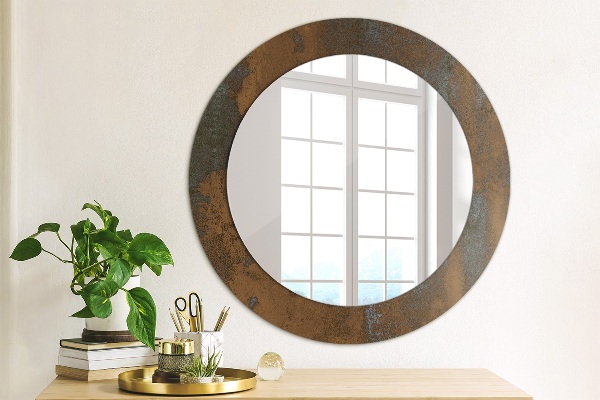 Miroir rond imprimé Rustique métallique
