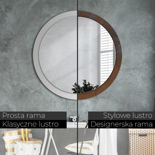 Miroir rond imprimé Rustique métallique