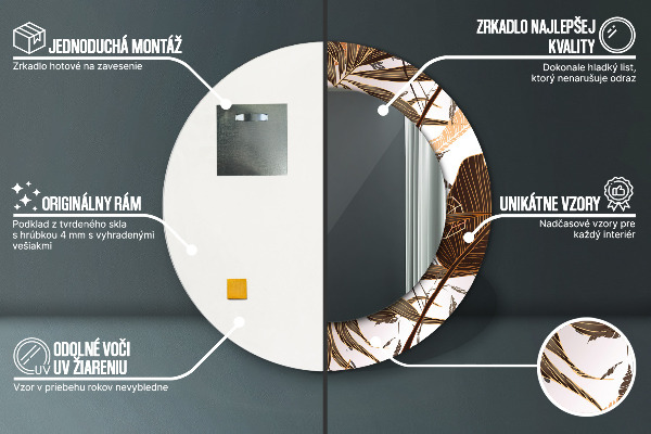 Miroir rond imprimé Feuilles de palmier