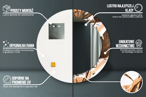 Miroir rond imprimé Feuilles de palmier
