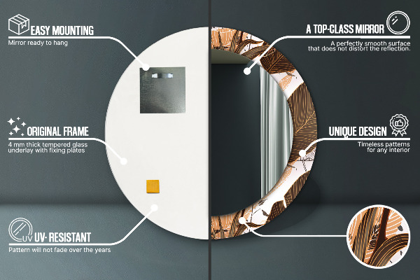Miroir rond imprimé Feuilles de palmier