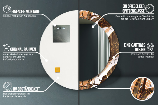 Miroir rond imprimé Feuilles de palmier