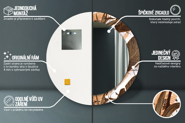 Miroir rond imprimé Feuilles de palmier