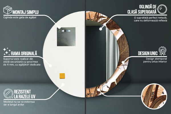 Miroir rond imprimé Feuilles de palmier