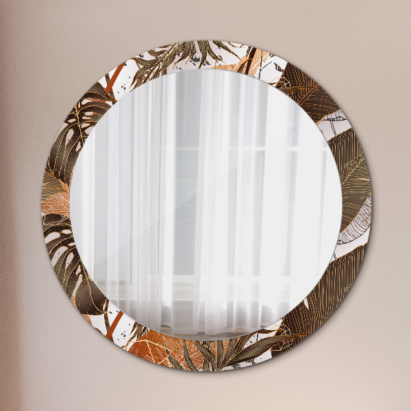 Miroir rond imprimé Feuilles de palmier
