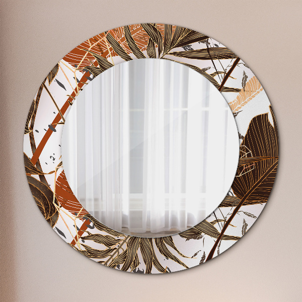 Miroir rond imprimé Feuilles de palmier