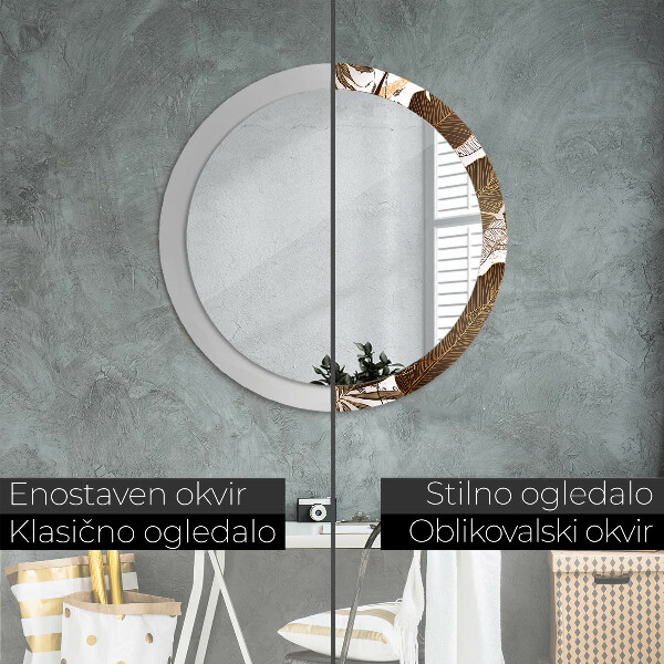 Miroir rond imprimé Feuilles de palmier