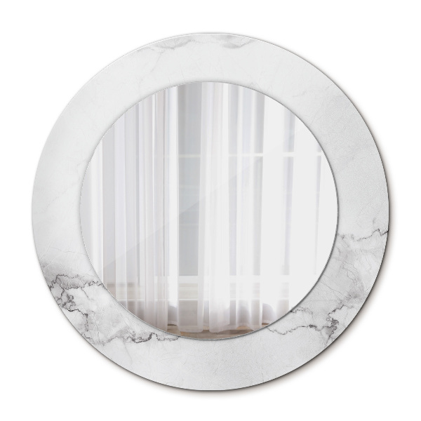 Miroir rond imprimé Marbre blanc