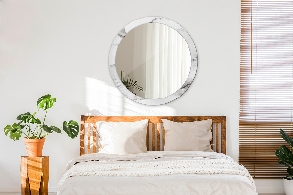 Miroir rond imprimé Marbre blanc