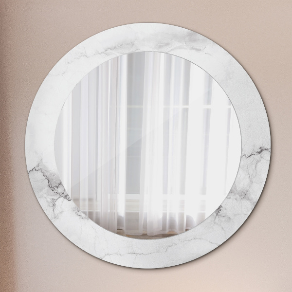 Miroir rond imprimé Marbre blanc