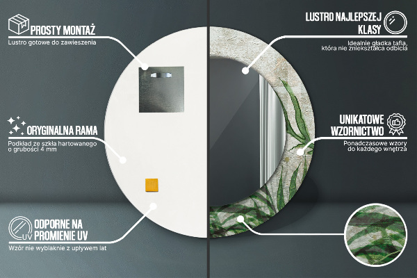 Miroir rond imprimé Feuilles de fougère