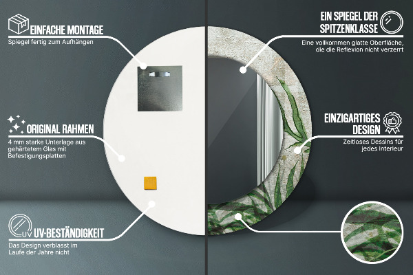 Miroir rond imprimé Feuilles de fougère