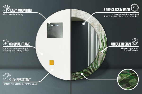 Miroir rond imprimé Feuilles de fougère