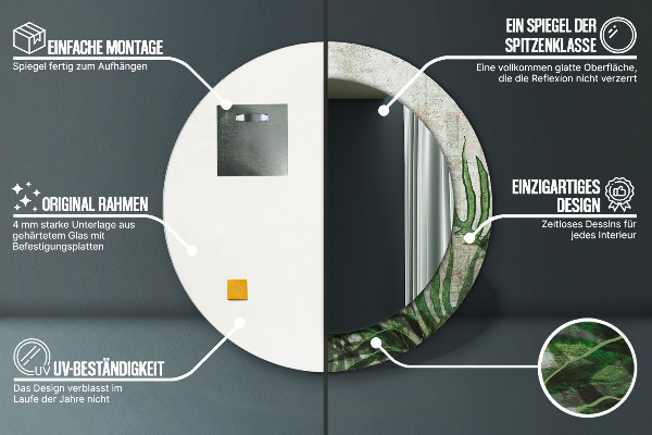 Miroir rond imprimé Feuilles de fougère