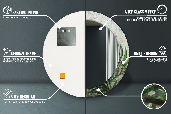 Miroir rond imprimé Feuilles de fougère