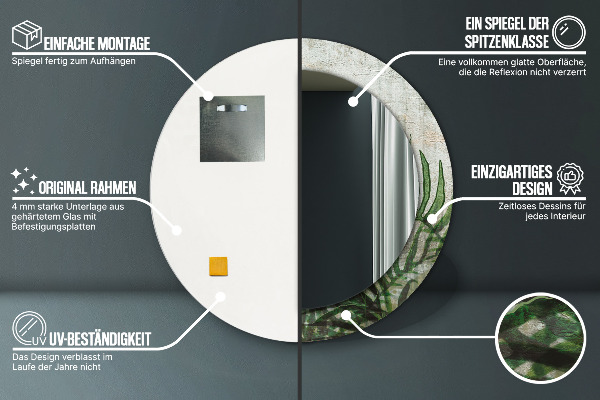 Miroir rond imprimé Feuilles de fougère