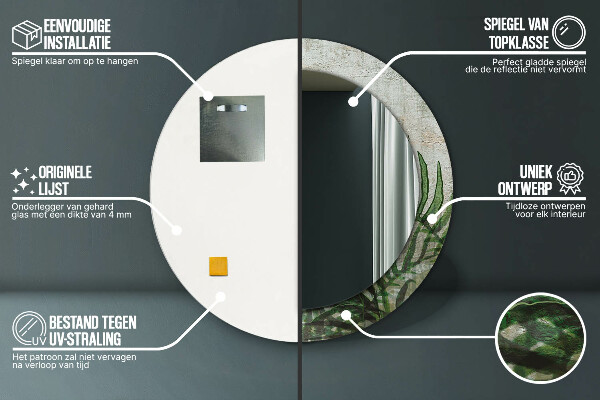 Miroir rond imprimé Feuilles de fougère