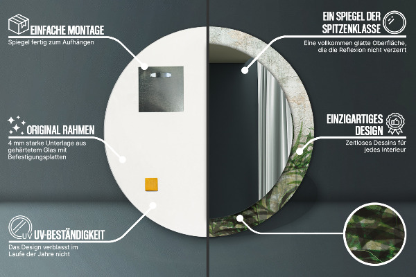 Miroir rond imprimé Feuilles de fougère