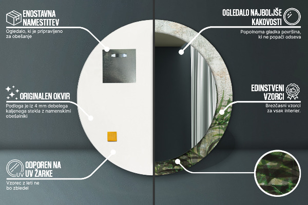 Miroir rond imprimé Feuilles de fougère