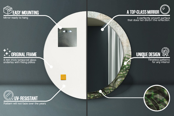 Miroir rond imprimé Feuilles de fougère