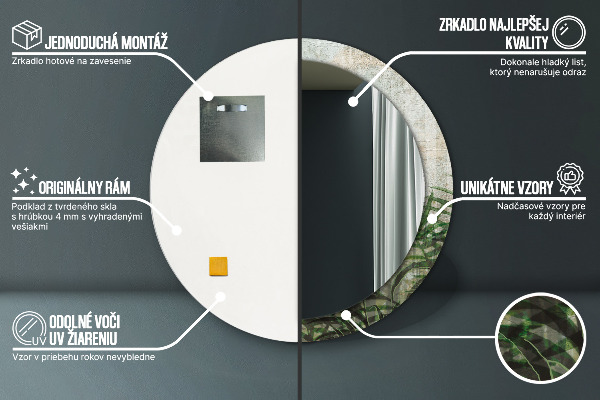 Miroir rond imprimé Feuilles de fougère