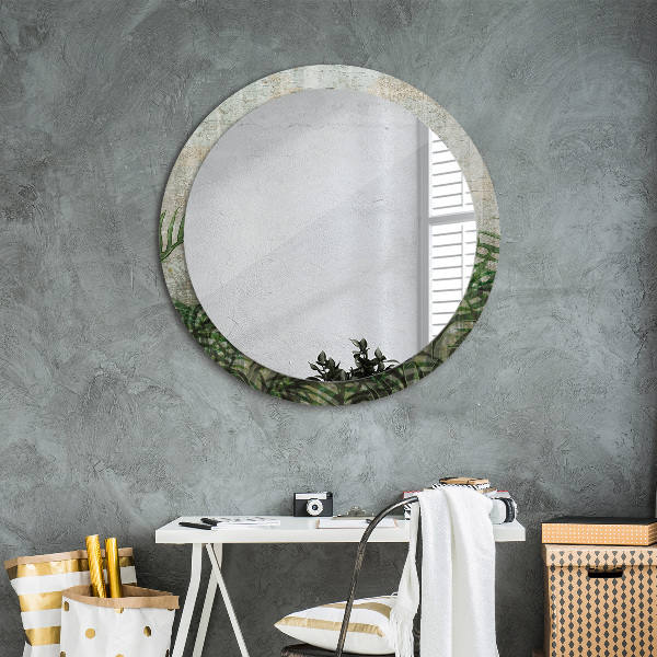 Miroir rond imprimé Feuilles de fougère