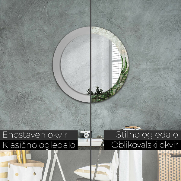 Miroir rond imprimé Feuilles de fougère