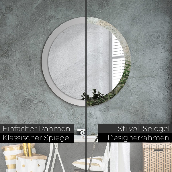 Miroir rond imprimé Feuilles de fougère