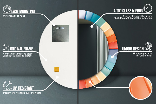 Miroir rond imprimé Ceintures radiales concentriques